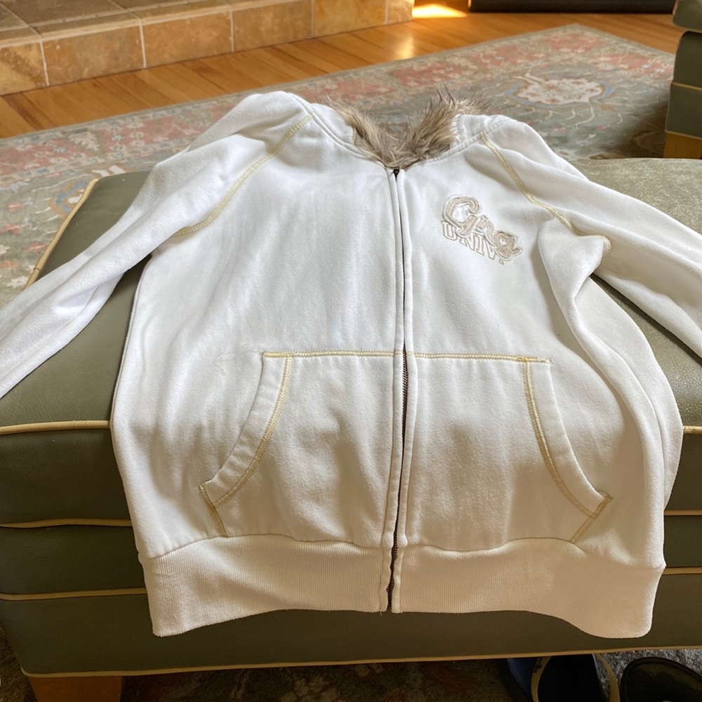 Garage sweatshirt size large with faux fur hood